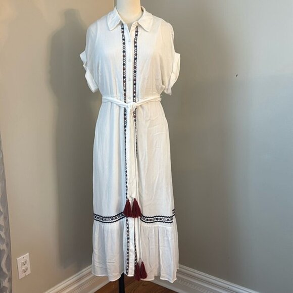 Now + Gen by Sonoma Goods For Life® Embroidered Midi Shirtdress Sz XS - Picture 3 of 12